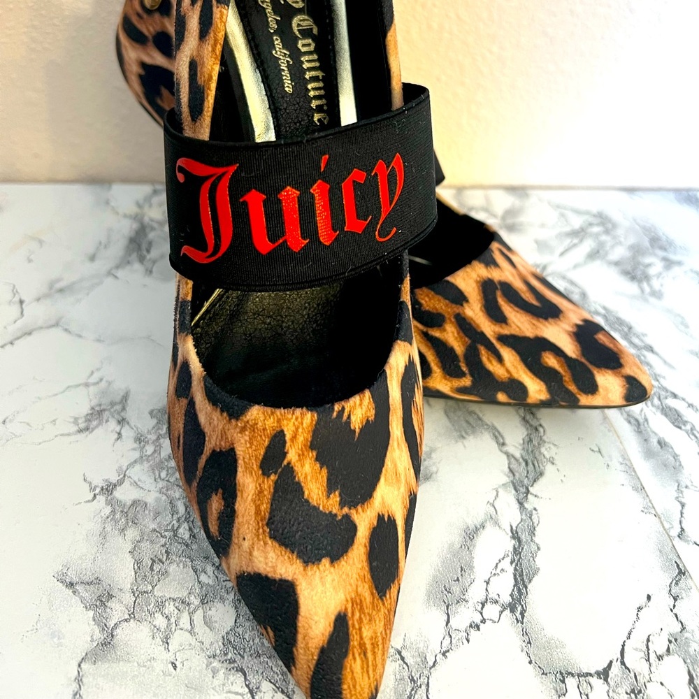 Juicy Couture Leopard Heels, Black, Brown & Red, 7.5